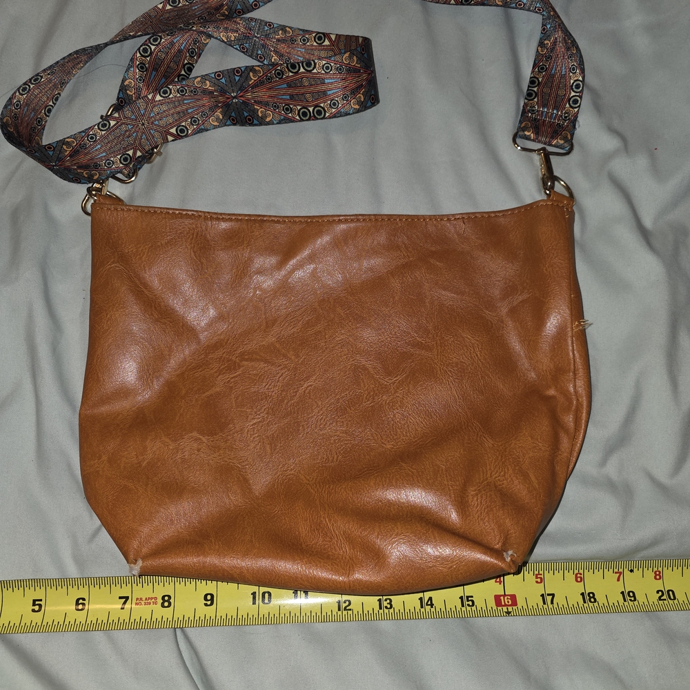 Brown Faux Leather Crossbody Bag
